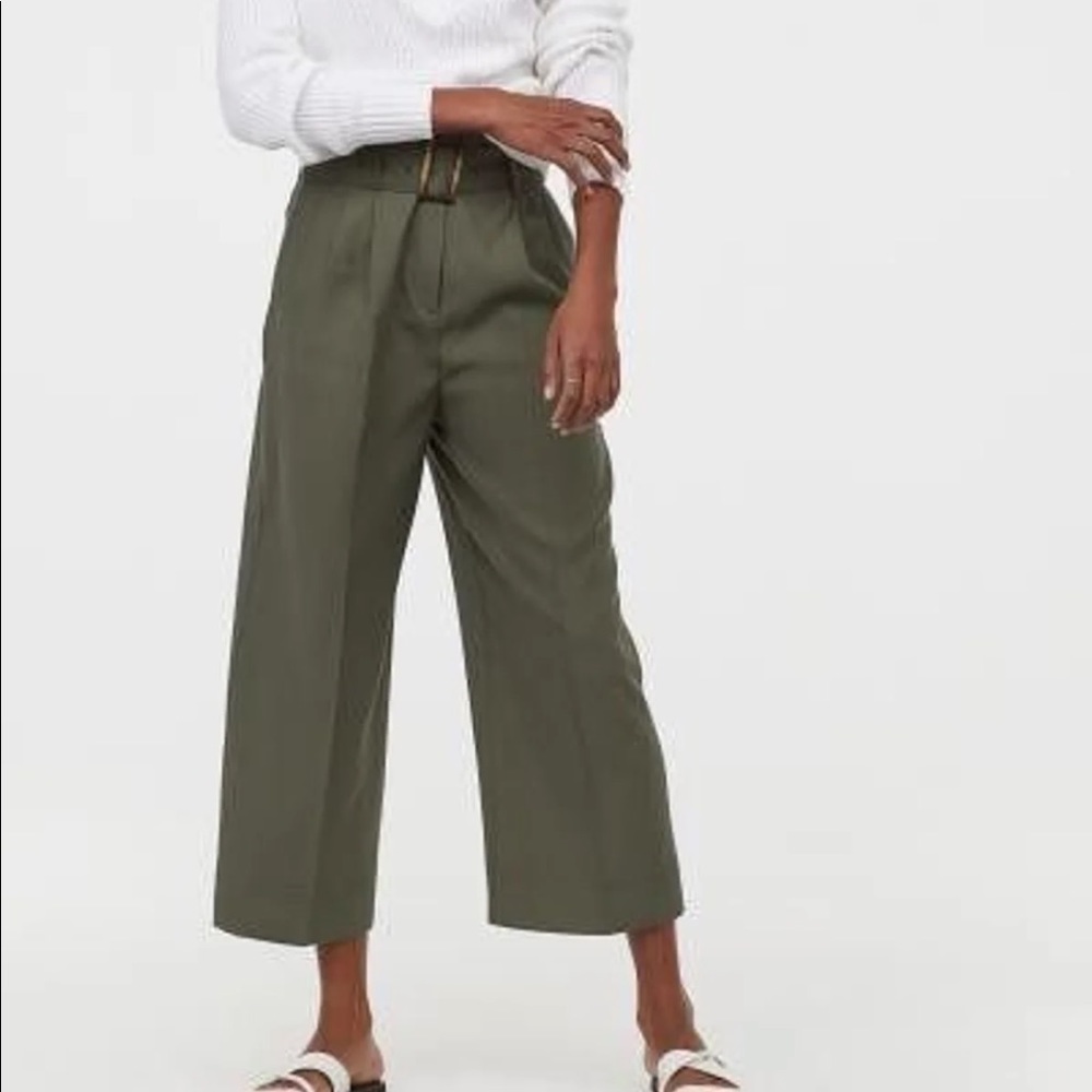 Army Green Belted Trousers w/pockets